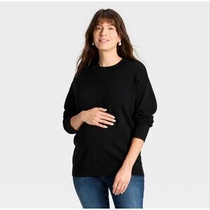 🌸 Ingrid & Isabel Maternity Black Knit Pull Over Sweater Size Medium New